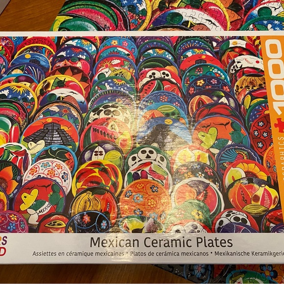 1,000 piece puzzle. Mexican Ceramic Plates. Purchased new and assembled once. - Picture 1 of 6